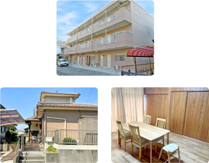 よこいの家①②③の外観・よこいの家吉津の外観・よこいの家のリビング